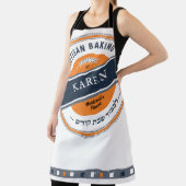 Hipster Orange Navy Artisan Baking w Hebrew Schürze (InSitu)