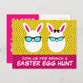 Hipster Ostereier | Eierjagd & Brunch Postkarte (Vorne/Hinten)