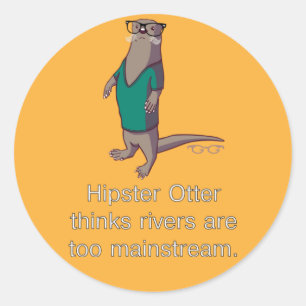 Hipster-Otter-Aufkleber Runder Aufkleber