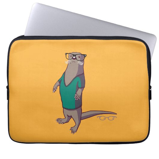 Hipster-Otter-Laptop-Hülse (ohne Text) Laptopschutzhülle (Vorderseite)