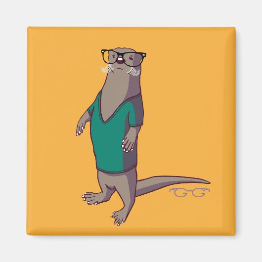 Hipster Otter Magnet (ohne Text) (Vorne)
