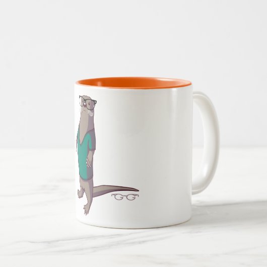 Hipster-Otter-Tasse (ohne Text) Zweifarbige Tasse (VorderseiteRechts)