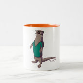 Hipster-Otter-Tasse (ohne Text) Zweifarbige Tasse (Mittel)