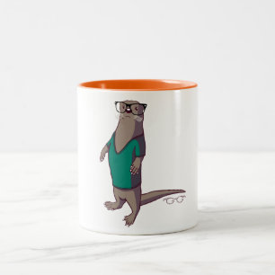 Hipster-Otter-Tasse (ohne Text) Zweifarbige Tasse