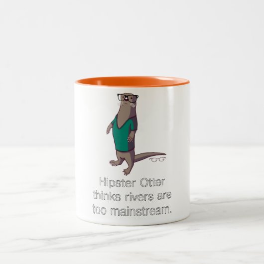 Hipster-Otter-Tasse Zweifarbige Tasse (Mittel)