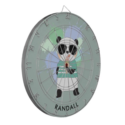 Hipster Panda Bear mit beliebigem Namen Dartscheibe (Vorderseite Links)