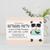 Hipster Panda Girls Geburtstagsparty Einladung (Stehend Vorderseite)