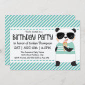 Hipster Panda Kindergeburtstag Party Einladung (Vorne/Hinten)