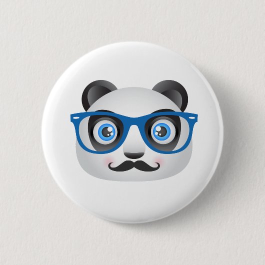 Hipster-Panda-Knopf Button (Vorderseite)
