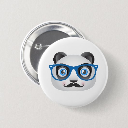Hipster-Panda-Knopf Button (Vorne & Hinten)