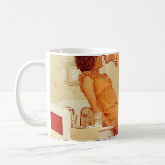 Hipster Pärchen: trendiges Vintages Café. Kaffeetasse (Links)