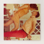 Hipster Pärchen: trendiges Vintages Café. Puzzle (Horizontal)