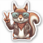 Hipster Peace Sign Eichhörnchen Aufkleber (Vorderseite)
