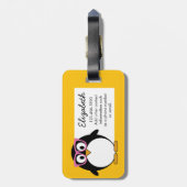 Hipster Penguin - Niedlicher Cartoon Gelb Rosa Gepäckanhänger (Rückseite vertikal)