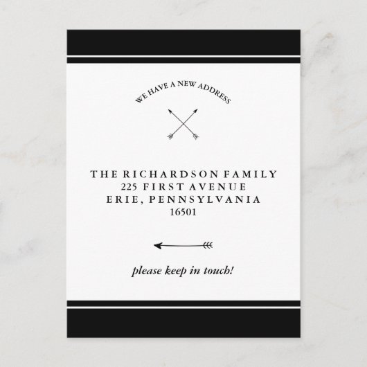 Hipster Pfeile Schwarz und Weiß Adressänderung Ankündigungspostkarte (Vorderseite)