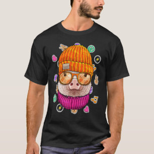 Hipster Pig Geek Nerd Glasses Farm Animal Liebe Pe T-Shirt