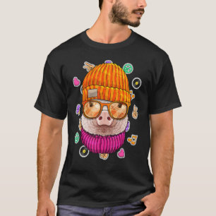 Hipster Pig Geek Nerd Glasses Farm Animal Liebe Pe T-Shirt