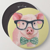 Hipster Pink Pig Button (Vorne & Hinten)