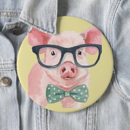 Hipster Pink Pig Button (Beispiel)