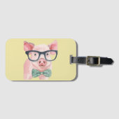 Hipster Pink Pig Gepäckanhänger (Vorderseite (Horizontal))