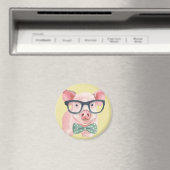 Hipster Pink Pig Magnet (In Situ (Geschirrspüler))