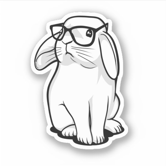 Hipster Rabbit Funny Bunny mit Brille Niedlich Ani Aufkleber (Vorderseite)