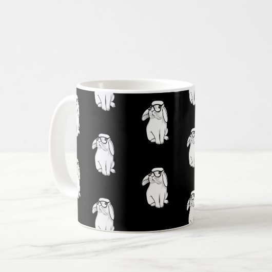 Hipster Rabbit Funny Bunny mit Brille Niedlich Ani Kaffeetasse (Vorderseite Links)