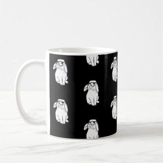 Hipster Rabbit Funny Bunny mit Brille Niedlich Ani Kaffeetasse (Links)
