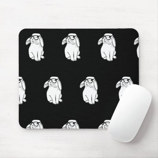 Hipster Rabbit Funny Bunny mit Brille Niedlich Ani Mousepad (Mit Mouse)
