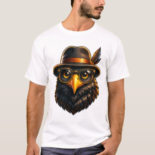 Hipster-Rabe mit Hut und Brille T-Shirt