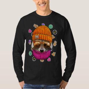 Hipster Raccoon Geek Nerd Glasses Tierschutz Liebe T-Shirt