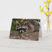 Hipster-Raccoon-Grußkarte Karte (Gelbe Blume)