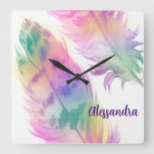 Hipster Rainbow Feathers Uhr (Vorderseite)