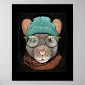Hipster Rat mit Glasses Mouse Rodent Lover 546 Poster (Vorne)