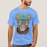 Hipster Rat With Glasses Mouse Rodent Lover T-Shirt<br><div class="desc">Hipster Rat With Glasses Mouse Rodent Lover .</div>