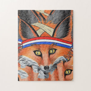 Hipster Red Fox Collage Animal Patriotic Headband Puzzle