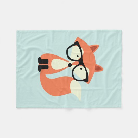 Hipster Red Fox Fleecedecke (Vorderseite (Horizontal))