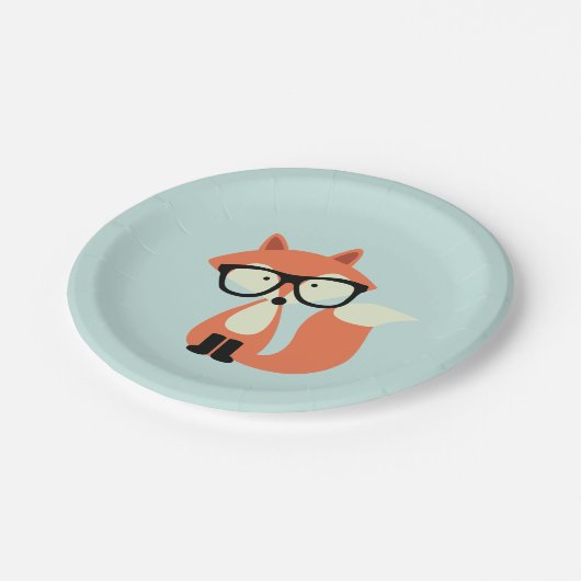Hipster Red Fox Pappteller (Schrägansicht)