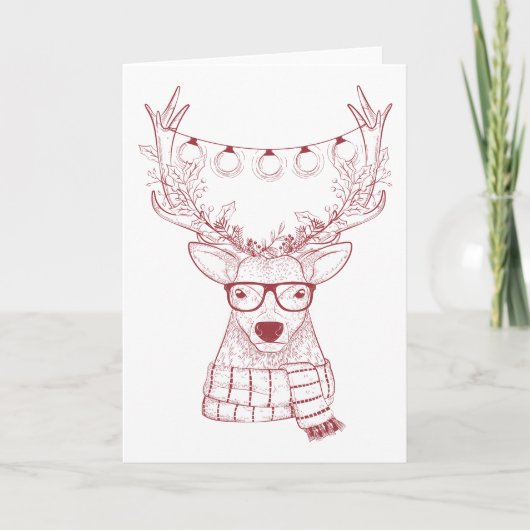 Hipster reindeer Christmas Feiertagskarte (Vorderseite)