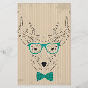 Hipster Reindeer Elk mit Gläsern grungelig Weihnac Briefpapier