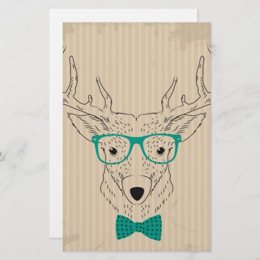 Hipster Reindeer Elk mit Gläsern grungelig Weihnac Briefpapier (Vorne/Hinten)