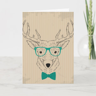 Hipster Reindeer Elk mit Gläsern grungelig Weihnac Feiertagskarte