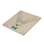 Hipster Reindeer Elk mit Gläsern grungelig Weihnac Fliese (Seite)