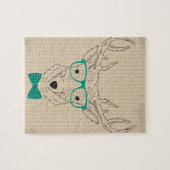 Hipster Reindeer Elk mit Gläsern grungelig Weihnac Puzzle (Horizontal)