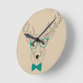 Hipster Reindeer Elk mit Gläsern grungelig Weihnac Runde Wanduhr (Winkel)