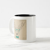 Hipster Reindeer Elk mit Gläsern grungelig Weihnac Zweifarbige Tasse (Vorderseite Links)