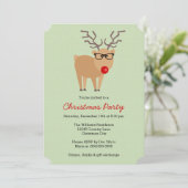 Hipster Reindeer Green Party Einladung (Stehend Vorderseite)
