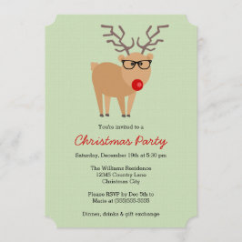 Hipster Reindeer Green Party Einladung