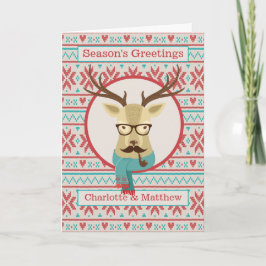 Hipster Reindeer Personalisiert Weihnachten Karte