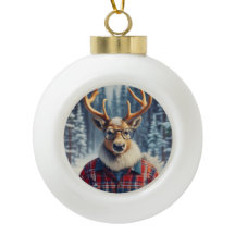 Hipster Rentier Snowflake Gerahmte Ornament